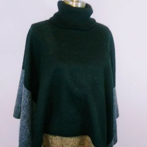 Soft wool cow neck poncho